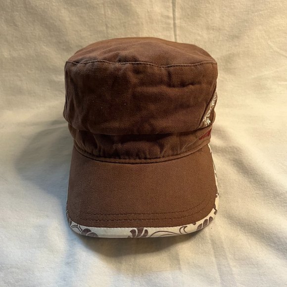 Element Crowds Muted Brown Tropical Canvas Baseball Cap w/Floral Lining - Picture 2 of 7